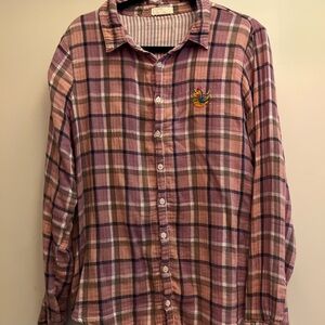 CP Shades Cotton Plaid Pink Shirt with Hand Embroidery